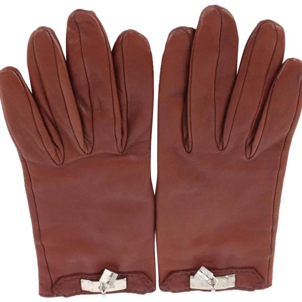 Hermès Size 6 Burgundy Leather Kelly Hommage Glove